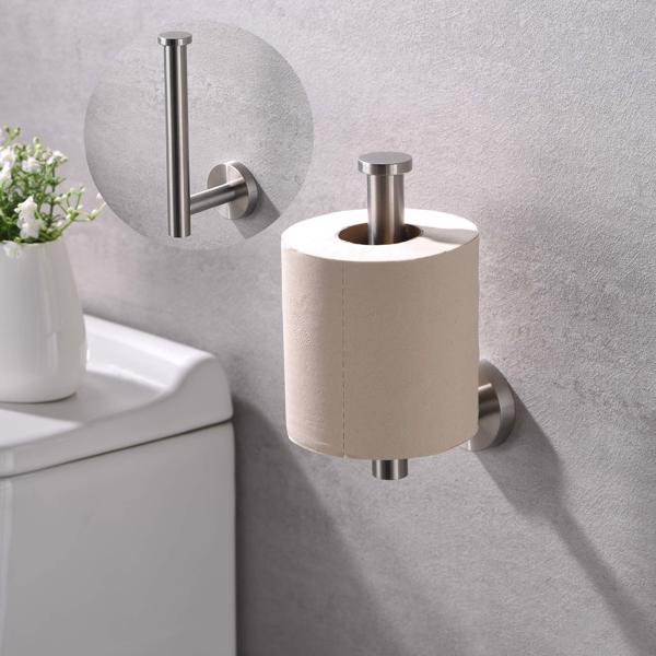 Toilet Paper Holder Brushed Nickel SUS304 Stainless Steel Rustproof Wall Mounted Toilet Roll Holder, Modern Tissue Roll Dispenser Round for Bathroom Kitchen Washroom