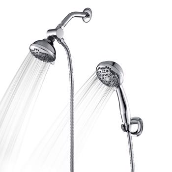 Rain Shower Head - High Pressure Handheld Showerhead & Rain Showerhead Combo with 7 Spray Setting, 2 in 1 Shower Head System Stainless Steel Extra Long Shower Hose，Chrome 1.8 GPM
