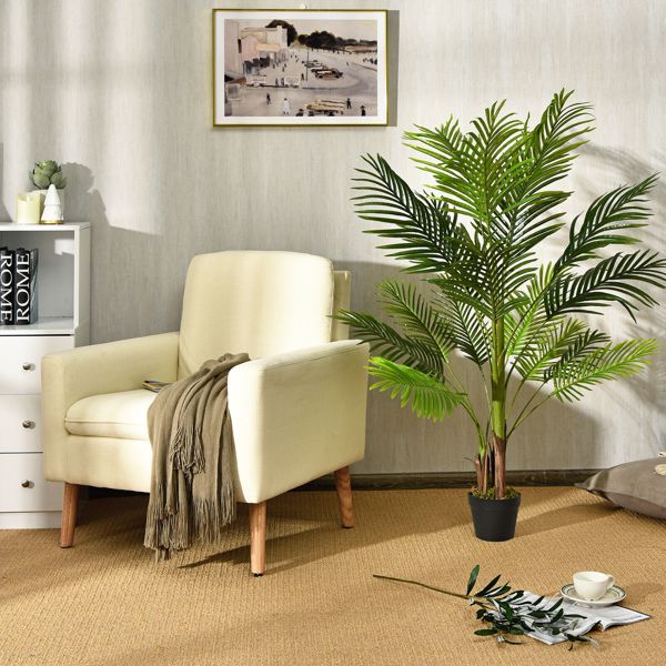 4.3Ft Artificial Phoenix Palm Tree Fake Plant Artificial Leaves in Pot for Indoor Outdoor Home Patio Office Modern Decor 