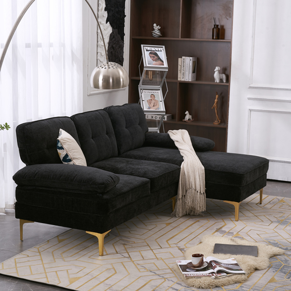 Three-Seat Simple And Stylish Indoor Modular Sofa Black