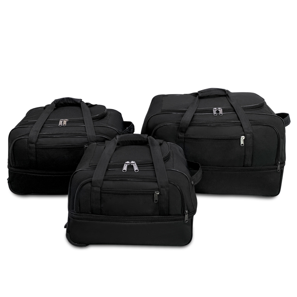 Expandable 3 PCS Luggage Set Foldable Softside Travel Suitcase with Spinner Wheels Black