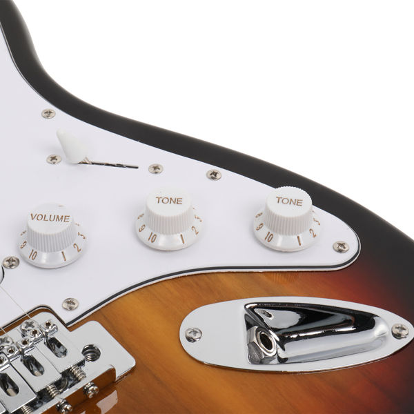 MCH MST Kit de guitare électrique élégant, Couleur coucher de soleil avec Pickguard blanc