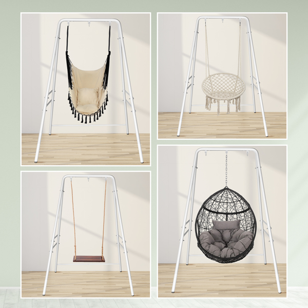 133*137*180cm Wrought Iron Four-Legged Standing 200kg Three Rings Hanging Chair Frame White