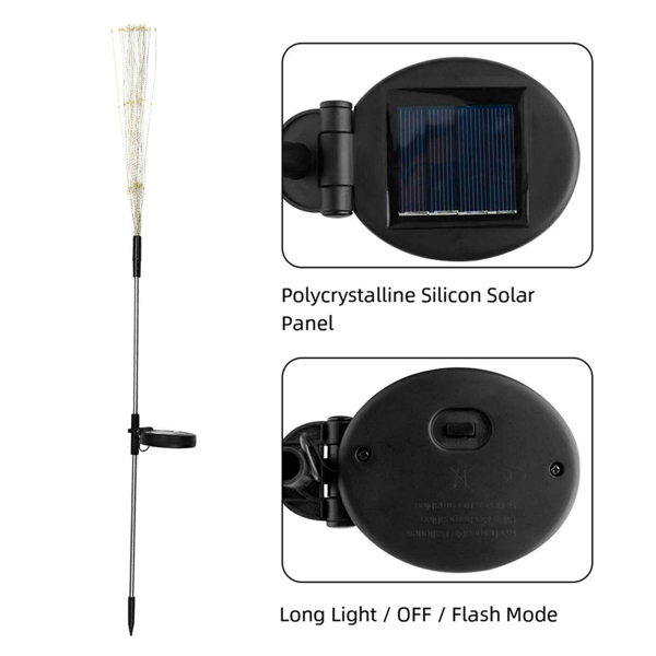 太阳能草坪烟花灯防水装饰地插灯 8模式 彩色 4pcs(周末不发货)（tk,temu下自提）-3