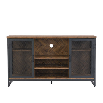 Miltifunctional Industrial Storage Cabinet, Wine Bar Cabinet for Liquor and Glasses, TV Stand & Media Entertainment Center Console Table