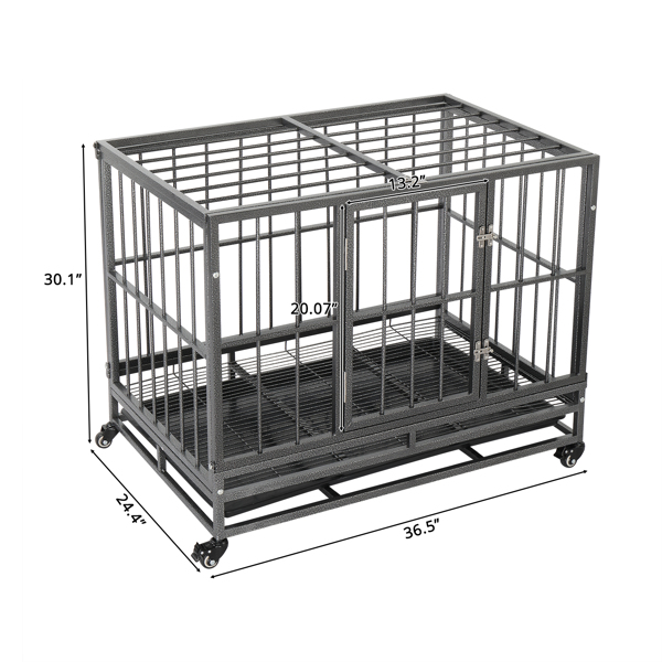 36.5” Heavy Duty Dog Cage Crate Kennel Metal Pet Playpen Portable with Tray Silver 