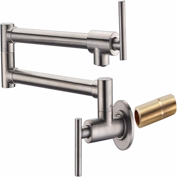 Pot Filler Faucet Wall Mount,Brushed Nickel Finish and Dual Swing Joints Design[Unable to ship on weekends, please place orders with caution]