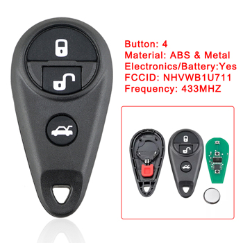 For 2005 2006 2007 Subaru Outback Remote Keyless Key Fob NHVWB1U711 4 Button