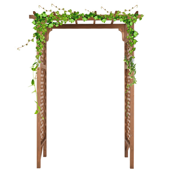 152*60*215cm Beautiful And Practical  Flat-Topped Wooden Arch Garden Arch Dark Brown