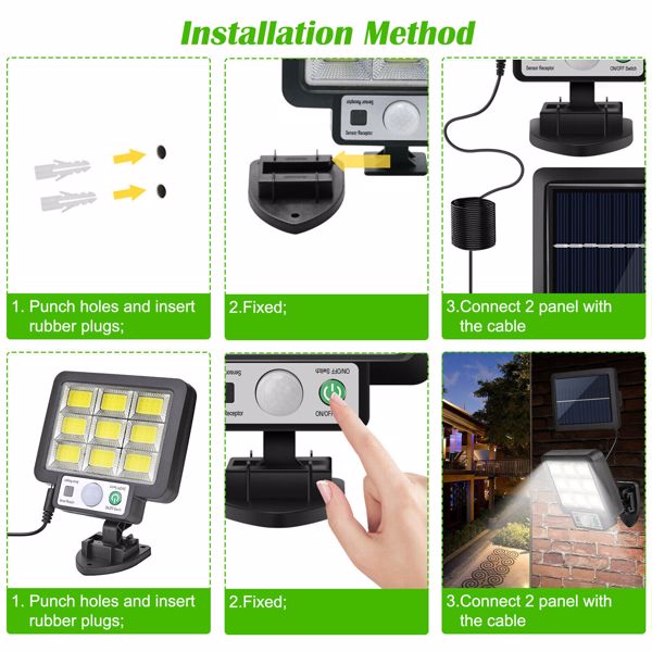 COB Solar Street Light Motion Sensor Outdoor Commercial Wall Lamp US