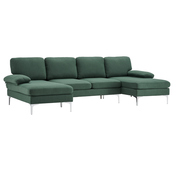 U-Shaped 4-Seat Indoor Modular Sofa Hunter Green