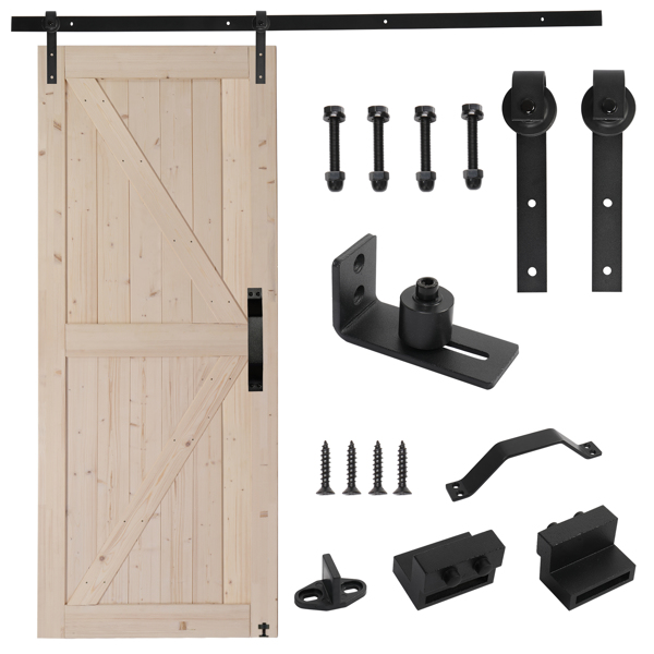 6.6 FT  Sliding Barn Door Hardware Kit Slide Smoothly Quietly,Easy Install with Soft Close Black (J Shape Hanger)