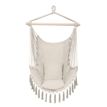 1.5*1.2m Tassel Plus Pillow Hanging Chair Beige