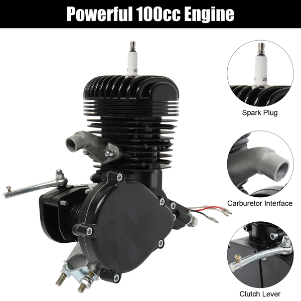 2.8kW 6000r/min, Maximum Speed 50km/h, 100cc Large Cylinder Head Heat Dissipation Bicycle Modified Parts Black