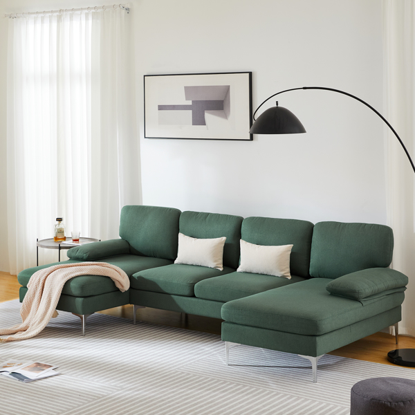 U-Shaped 4-Seat Indoor Modular Sofa Hunter Green