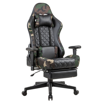 Gaming Chair PC Office Chair Computer Racing Chair PU Desk Task Chair Ergonomic 360°Swivel Rolling Chair Height Adjustable E-sports Chair with Leg Rest Lumbar Support and Headrest for Office or Gaming