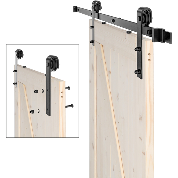 30 in. x 84 in. Unfinished Sliding Barn Door with 5.5FT Barn Door Hardware Kit & Handle ，K Frame，Solid Spruce Wood，Requires Simple DIY Assembly