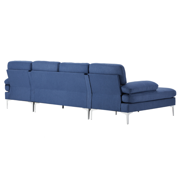 U-Shaped 4-Seat Indoor Modular Sofa Navy Blue