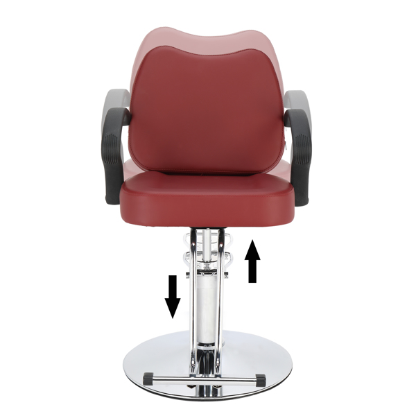 PVC load-bearing 150kg Fireproof Leather Round Iron Base Barber Chair Maroon