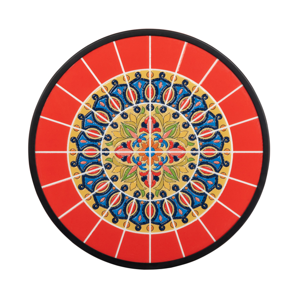 35*35*52cm Glass Plastic Fixed Burnt Red Mandala Mosaic Table