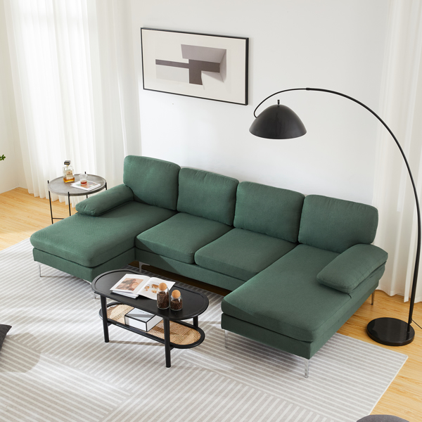 U-Shaped 4-Seat Indoor Modular Sofa Hunter Green