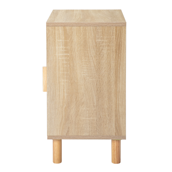 1pc FCH 40*30*55cm  Particleboard Rattan Single Door Bedside Cabinet  Burlywood