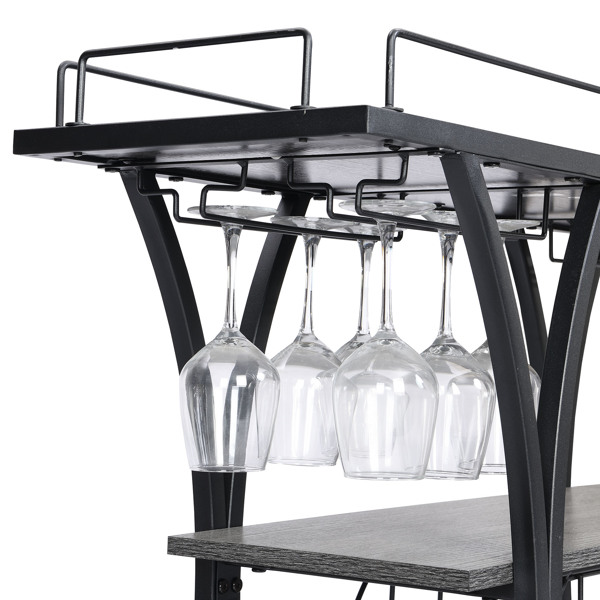 Industrial Bar Cart Kitchen Bar&Serving Cart for Home with Wheels 3 -Tier Storage Shelves