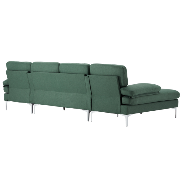 U-Shaped 4-Seat Indoor Modular Sofa Hunter Green