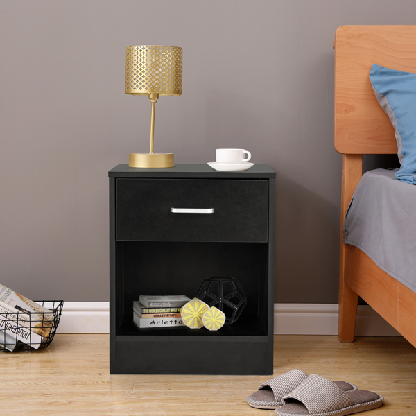 2pcs Night Stands with Drawer Black