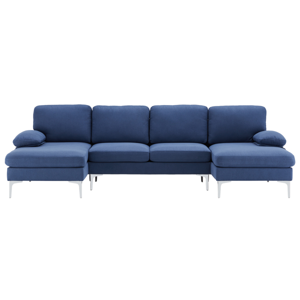 U-Shaped 4-Seat Indoor Modular Sofa Navy Blue