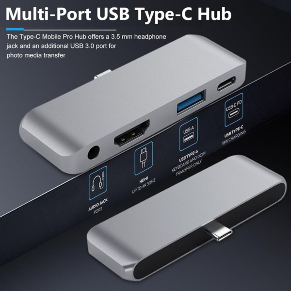 New USB C HUB For iPad Pro Type C Adapter Dongle With 4K HDMI USB-C PD Charger USB 3.0 3.5mm Headphone Audio Jack Docking Station