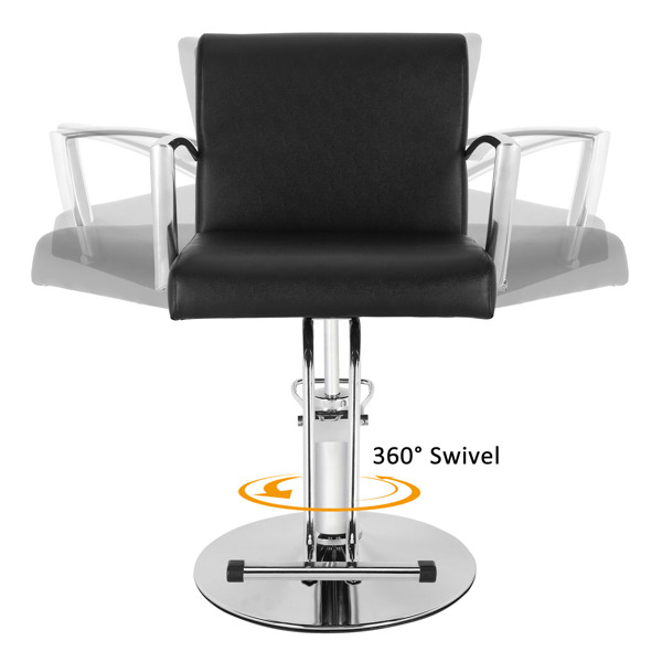 PVC Load-Bearing 150kg Fireproof Leather Round Iron Base Heightened Small Oil Pump Barber Chair Black