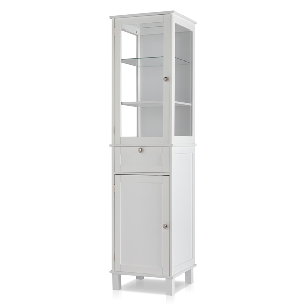 FCH Single Drawer Double Door MDF Spray Paint Bathroom Cabinet White