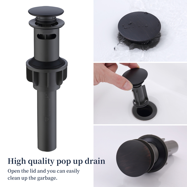 2-Handle 8 inch Widespread Bathroom Sink Faucet Oil Rubbed Bronze Lavatory Faucet 3 Hole 360° Swivel Spout Vanity Sink Basin Faucets with Pop Up Drain Assembly and cUPC Water Supply Hoses[Unable to sh