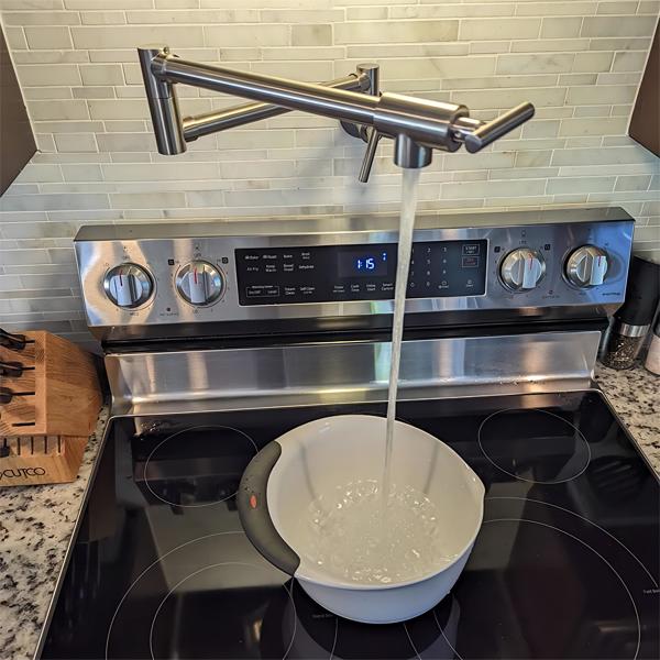 Pot Filler Faucet Wall Mount,Brushed Nickel Finish and Dual Swing Joints Design[Unable to ship on weekends, please place orders with caution]