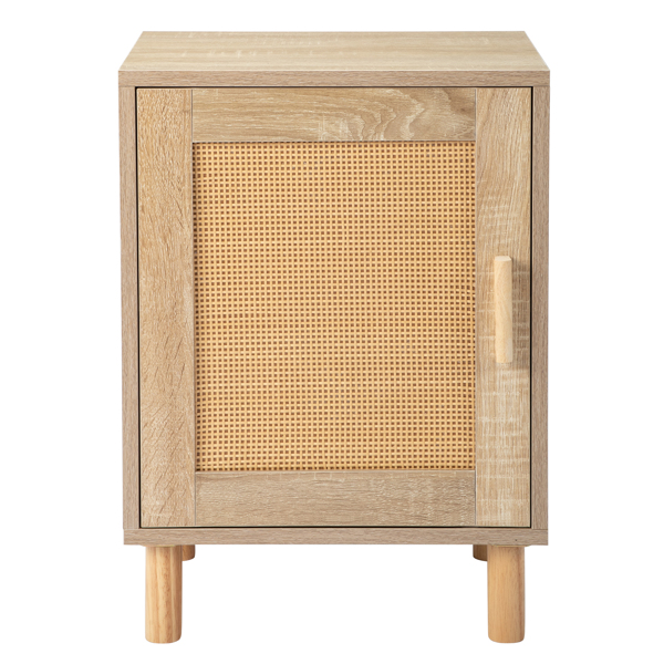 1pc FCH 40*30*55cm  Particleboard Rattan Single Door Bedside Cabinet  Burlywood