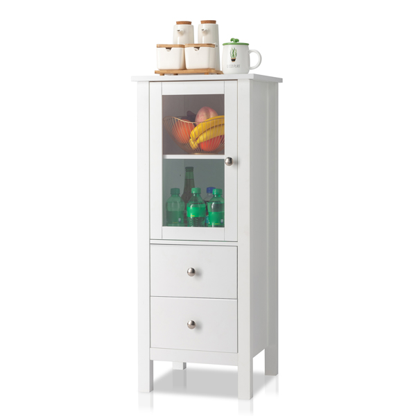 FCH Nordic Simple MDF Spray Paint Single Door Two Drawer Bathroom Cabinet White