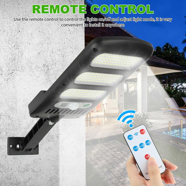 Outdoor Solar Street Wall Light Sensor PIR Motion LED Lamp w/ Remote