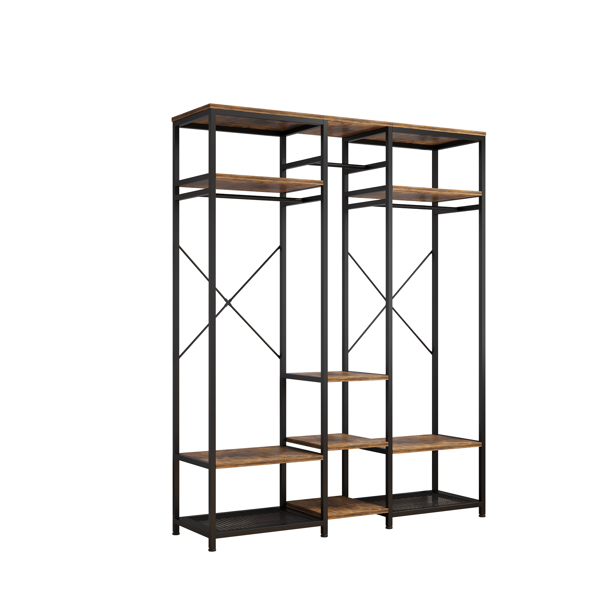 Independent wardrobe manager, clothes rack, multiple storage racks and non-woven drawer, bedroom heavy metal wardrobe storage rack, black