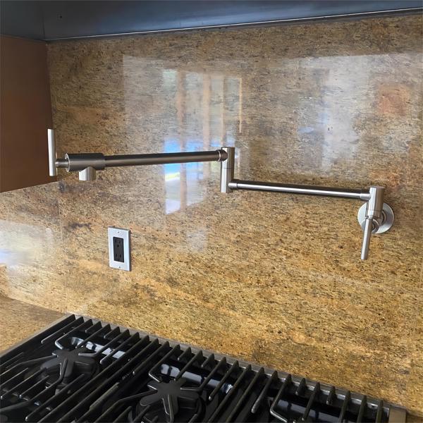 Pot Filler Faucet Wall Mount,Brushed Nickel Finish and Dual Swing Joints Design[Unable to ship on weekends, please place orders with caution]