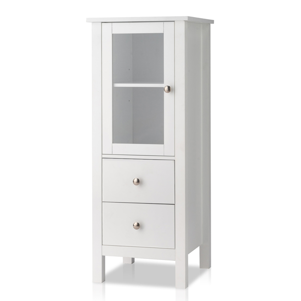 FCH Nordic Simple MDF Spray Paint Single Door Two Drawer Bathroom Cabinet White