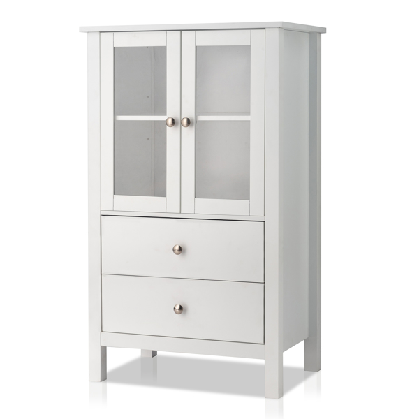 FCH Nordic Minimalist MDF Spray Paint Double Doors And Two Drawers Tv Side Cabinet Bathroom Cabinet White