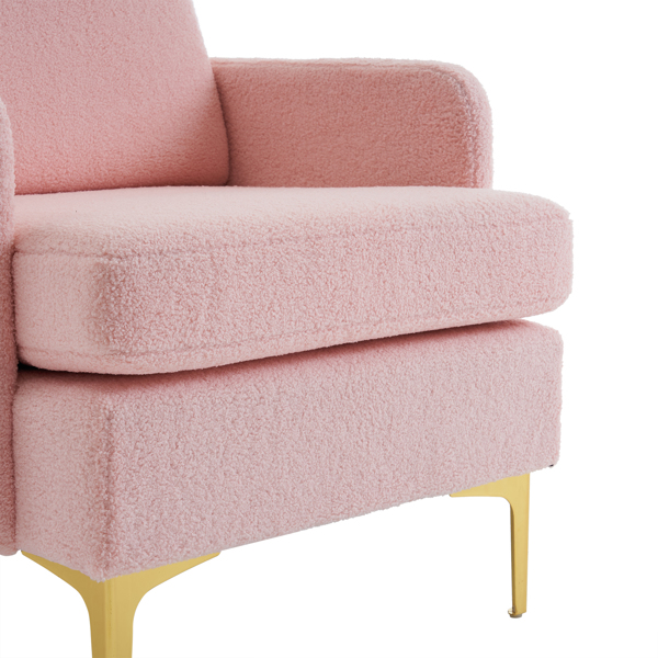 Teddy Velvet Gold Feet Indoor Leisure Chair Pink
