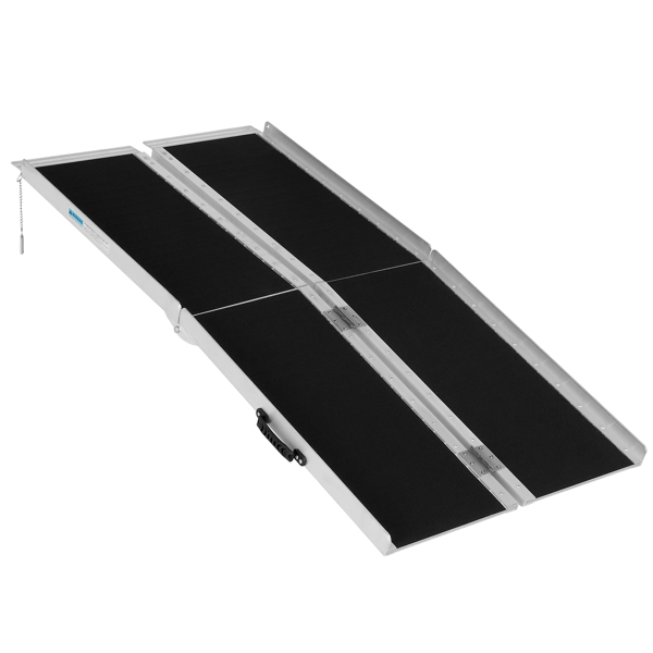 Non-Skid Traction Folding Aluminum Wheelchair Ramp Scooter Mobility Handicap Ramps for Home Steps, Suitcase with Handle, Holds Up to 600 lbs (5FT Non-Skid)