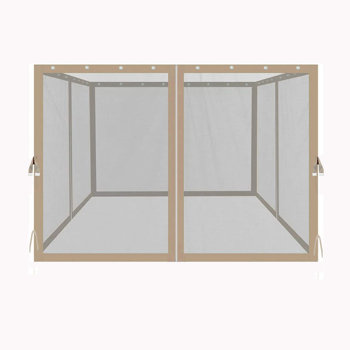 10 x 10 Ft Gazebo  Replacement 4-Side Mosquito Netting  with Zippers，Beige