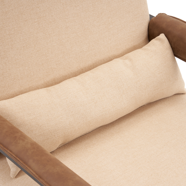 Single Iron Frame Chair Soft Bag Beige Armrest Frame Dark Coffee Honeycomb Leather Indoor Leisure Chair