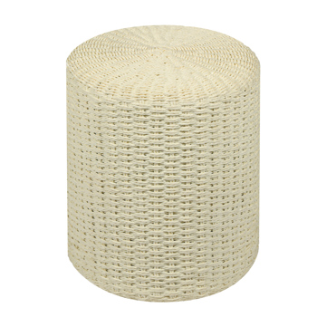 Decor Round Pouf Ottoman Double-Strand Beige Paper Rope Pouf Footrest, Foot Stool, for Bed Room Living | Room | Accent Seat 