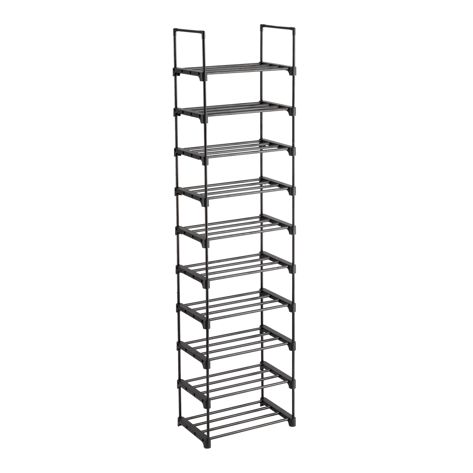 Black Iron Shoe Rack Multi Tier Stowing And Tidying Storage Unit_voghion.com