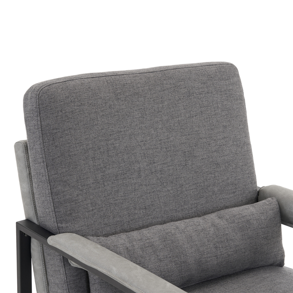 Single Iron Frame Chair Soft Bag Dark Gray Armrest Frame Gray Black Honeycomb Leather Indoor Leisure Chair