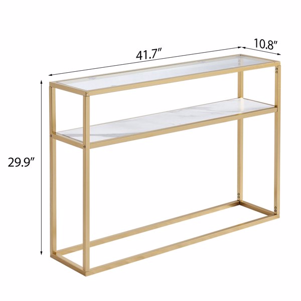Console Tables for Entryway, Faux Marble Sofa Tables, Entryway Table for Living Room, Gold Entrance Table, MDF Entry Table, Foyer Tables w/Metal Frame, Behind Couch Table for Hallway